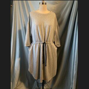 Curvyture Heather Grey Sweatshirt Midi Drawstring Dress  size 2x